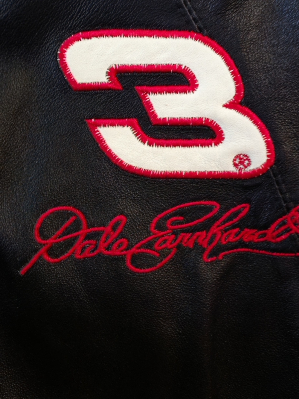 Wilsons Leather Black Jacket with Red Chase Accent Dale Earnhardt